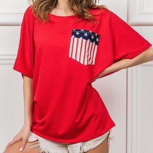 4th of July Casual Patriotic Lounge Top French Terry Dolman Sleeve Top